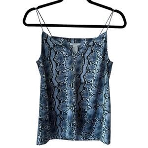 H&M blue and black snake pattern cocktail cami tank blouse size 4